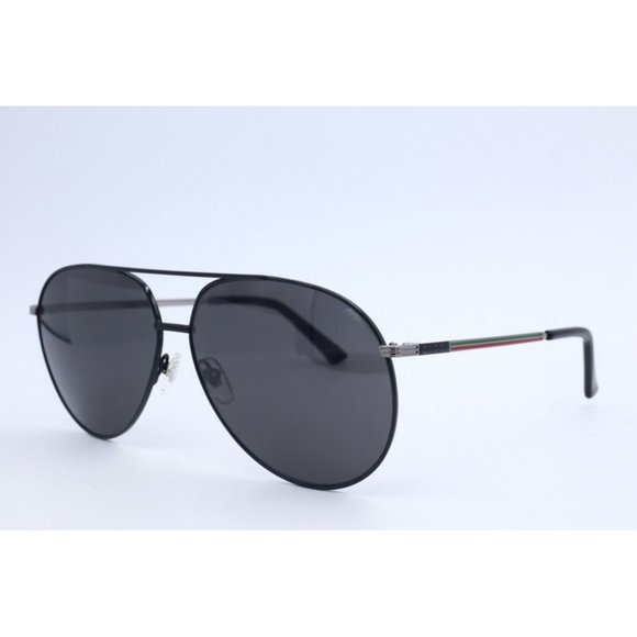 New Authentic Gucci GG 832S 001 Aviator Black Sunglasses Gray Lenses 64mm - Picture 1 of 8